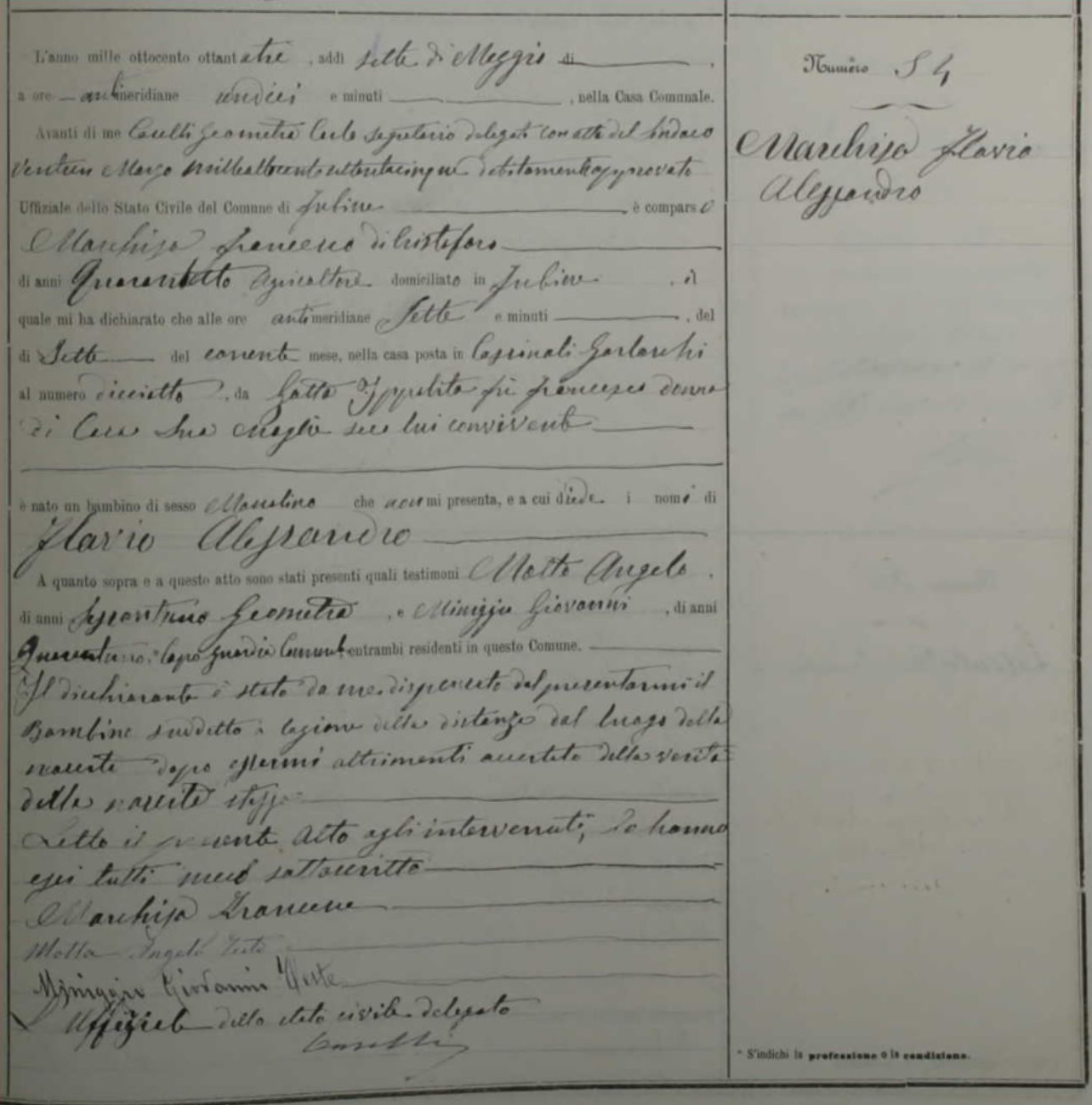 Flavio Alessandro Marchisa Birth Record