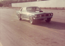 Smoking the tires on the Green Mustang